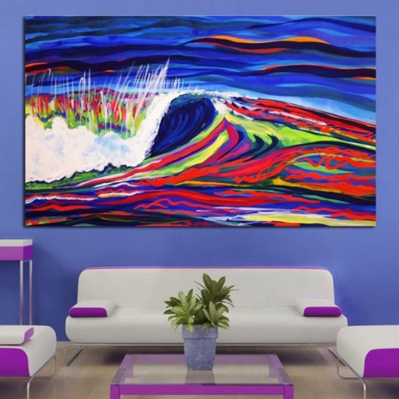 Πίνακας σε καμβά με Θάλασσα με ζωγραφισμένα κύματα